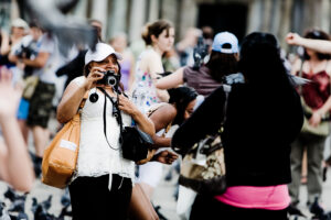 Venice - tourists and pigeons in St. Mark's Square