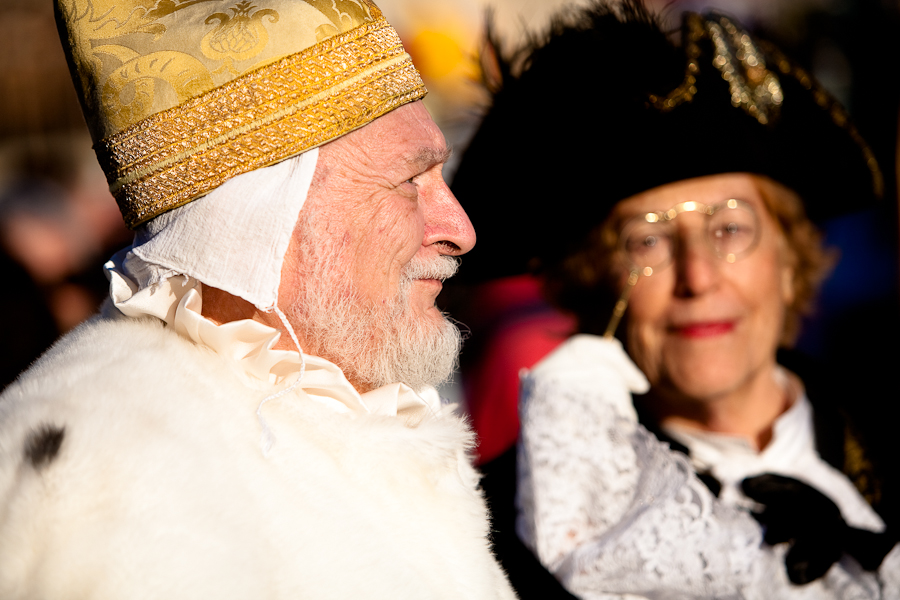 Venice - man dressed in doge's costume for Carnival, color landscape photo
