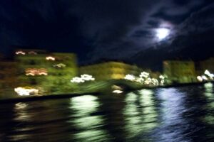 Venice - quay of Riva S. Biagio at night, color landscape photo