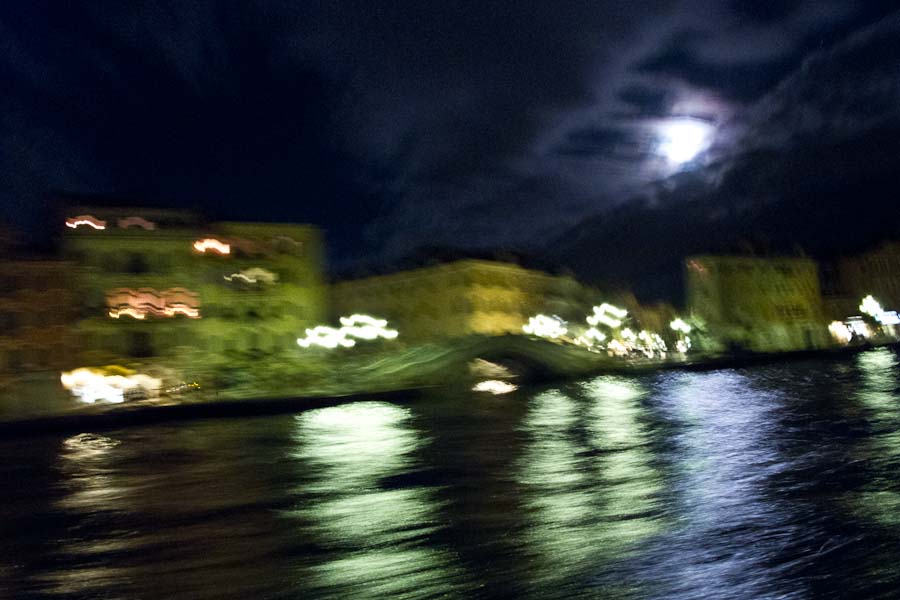 Venice - quay of Riva S. Biagio at night, color landscape photo